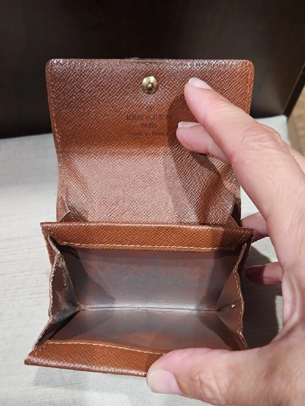 Louis Vuitton Monogram Snap Coin Holder in Brown and Tan